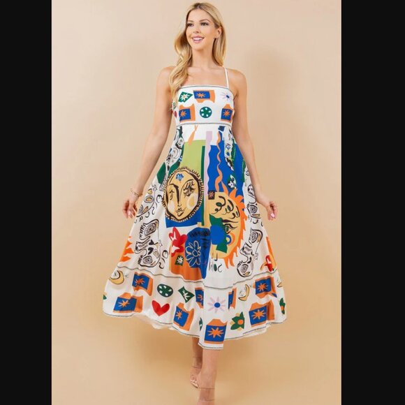 Pink Ripple Printed Dress - Picture 1 of 6